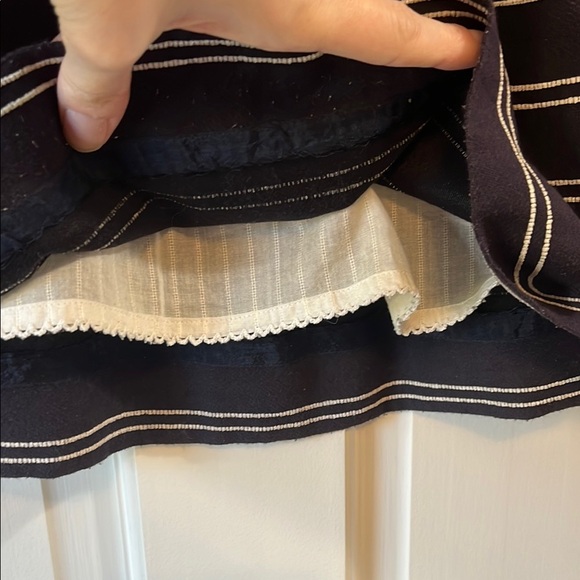 Maeve Navy A Line Mini Skirt w/ White Stitching Stripes - Size 4 - Picture 6 of 13